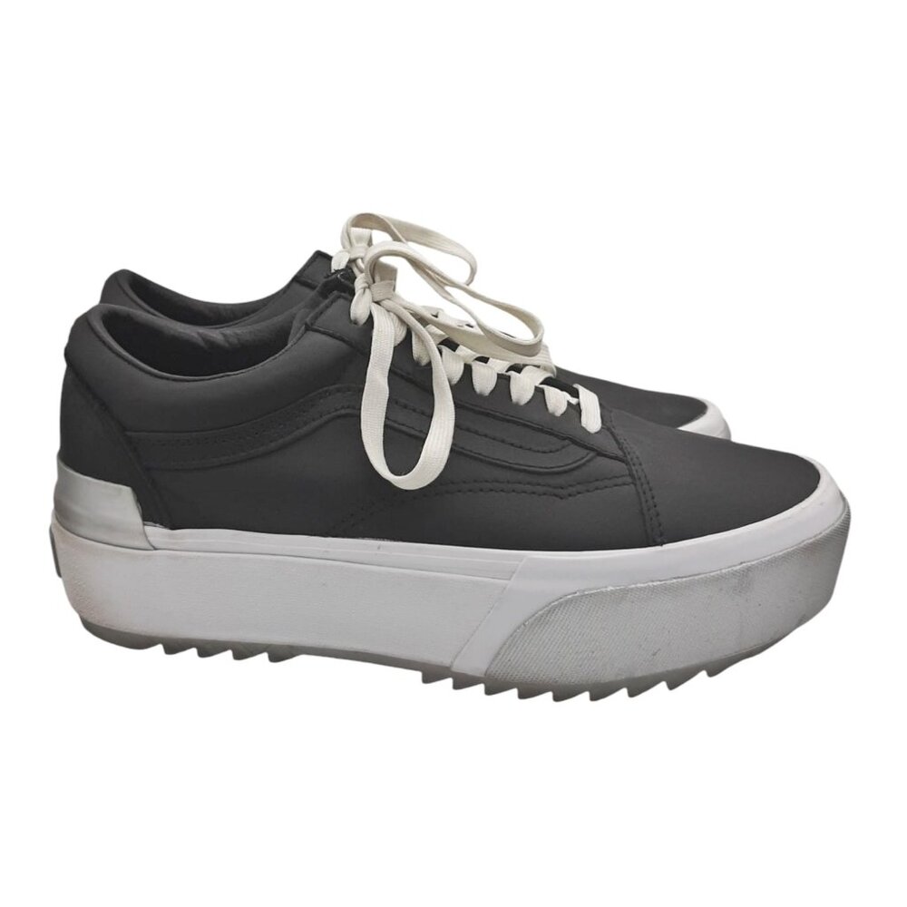 Vans Old Skool Stacked Shiny Black Platform Sneakers SZ 8.5